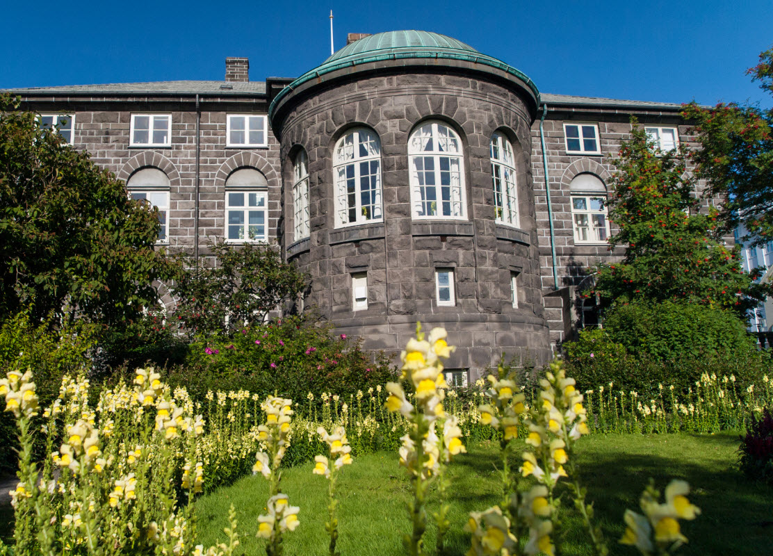 The Parliament House (Alþingishúsið) at Austurvöllur in Reykjavík 