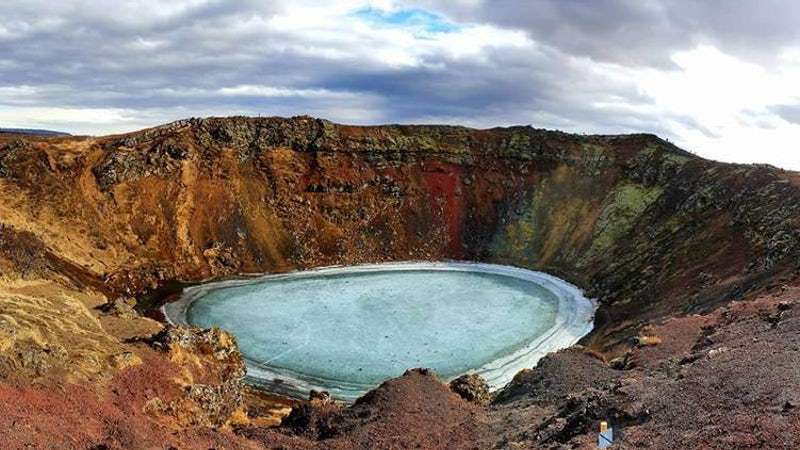 Kerid volcanic crater and lake in South Iceland