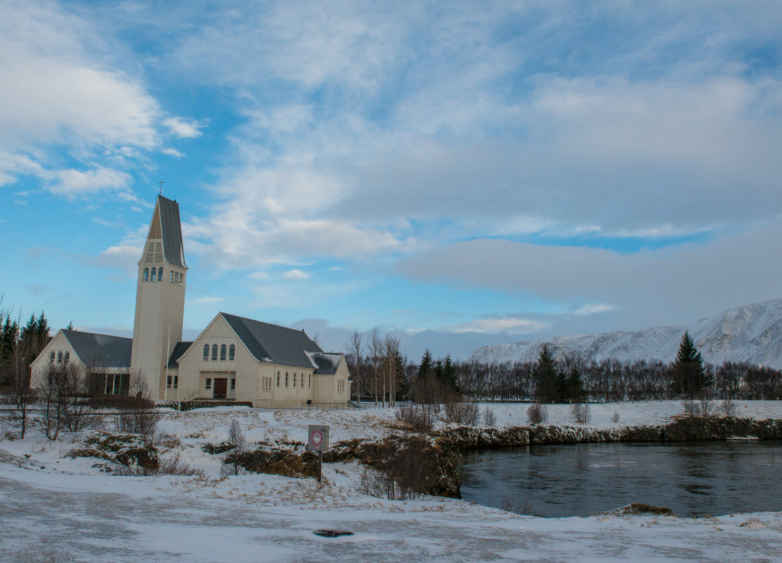 The church of Selfoss during winter in Iceland