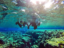 Snorkeling Between Continents in Silfra tour in Iceland