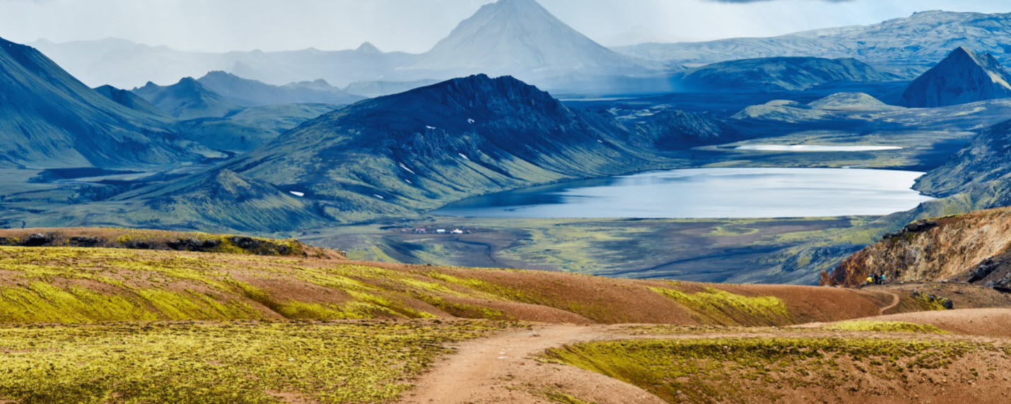 Colourful highland landscape on the Laugavegur hiking trail in Iceland