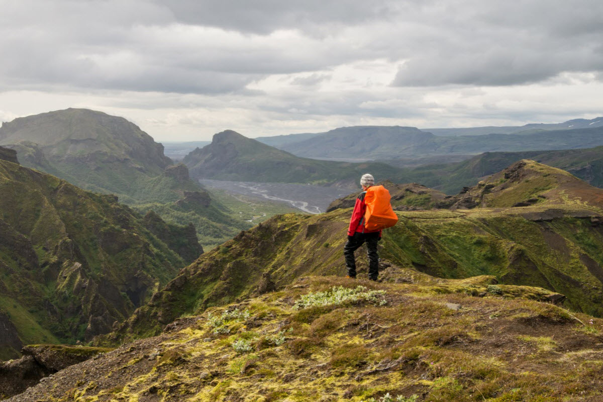 The views on the Fimmvorduhals hiking trail in the highlands of Iceland