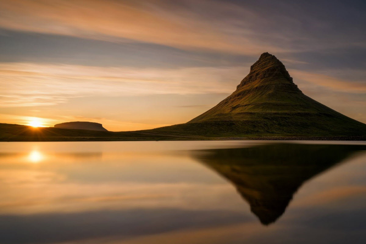 Sunset by Kirkjufell Mountain