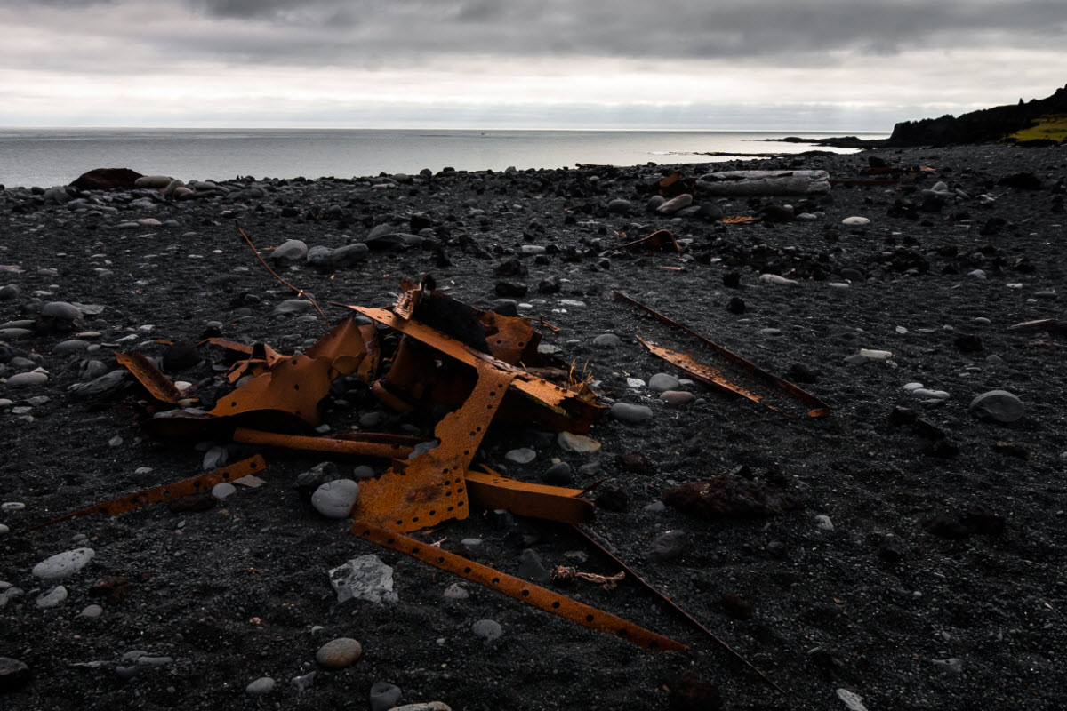 The ruins of a shipwreck from the British fishing ship The Epina GY7 in Djúpalónssandur Iceland