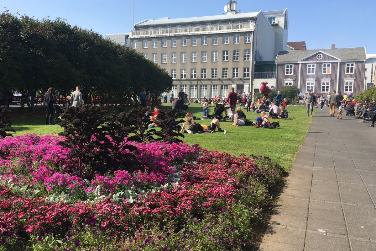 Austurvöllur public square downtown Reykjavík 