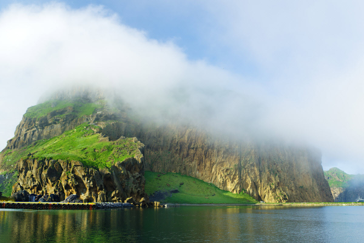 Fog covering the island