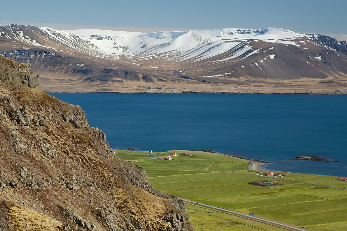 The view from the Akrafjall Mountain in Akranes Iceland