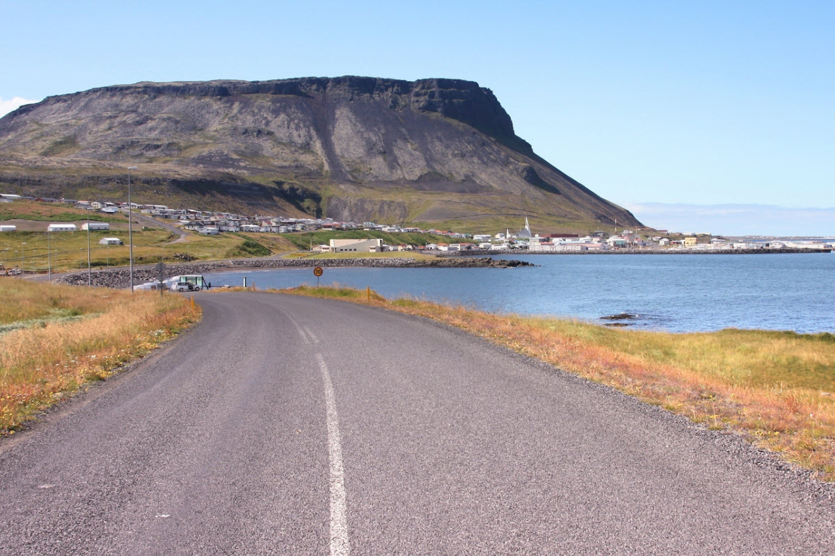 The Road to the town Olafsvik in West Iceland 