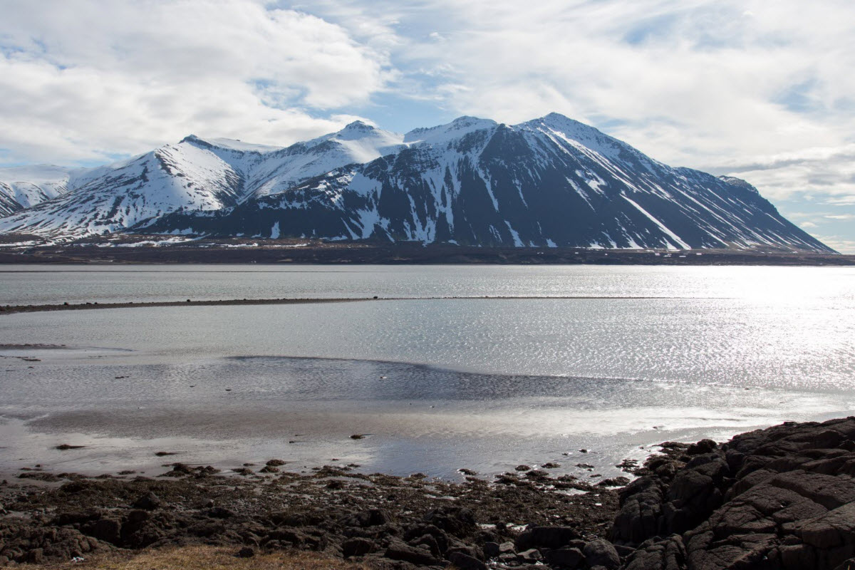 The landscape around the town Borgarnes Iceland