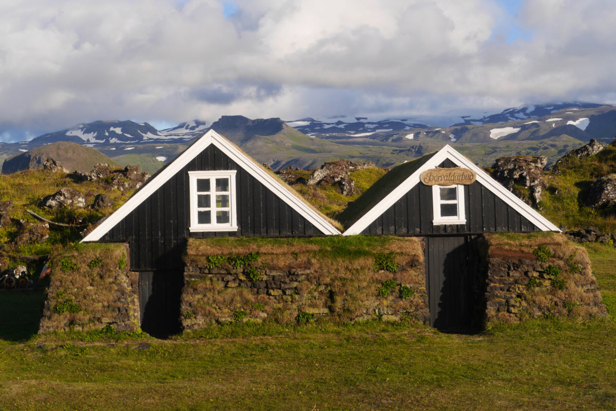Old turf house in Hellissandur in West Iceland