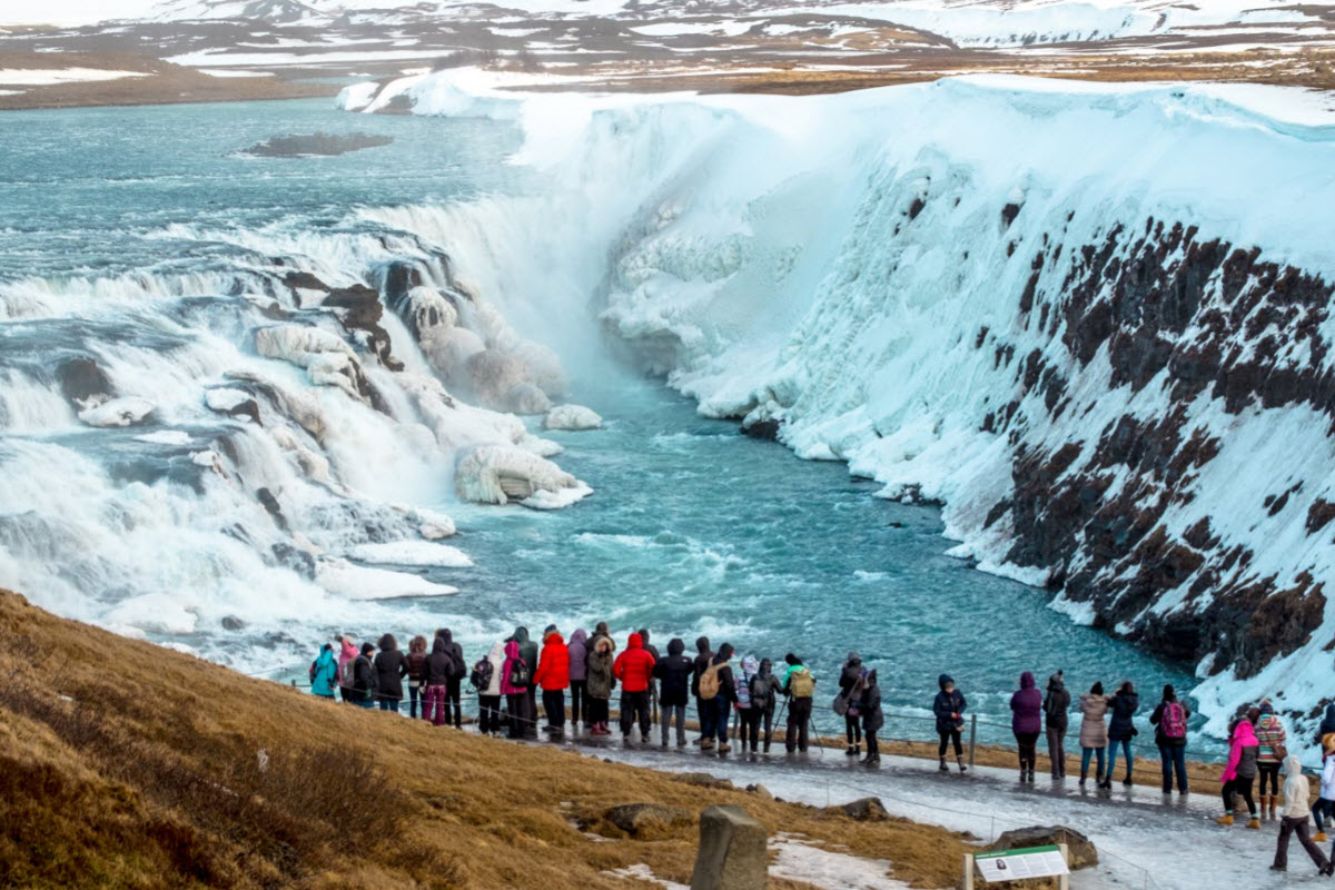 Gullfoss waterfall during winter in Iceland