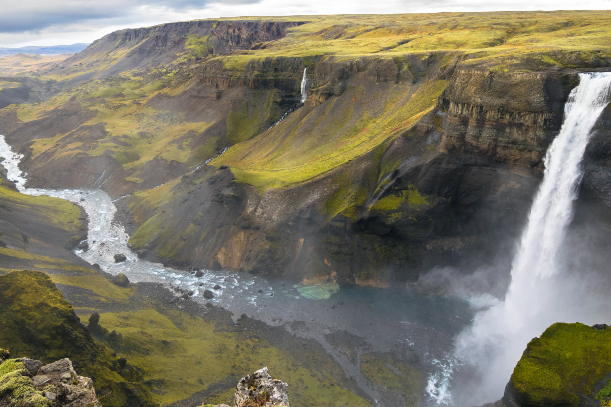 The amazing view over Haifoss waterfall