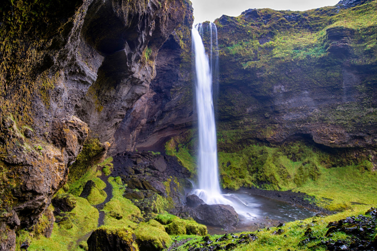 Kvernufoss is a beautiful waterfall hidden in South Iceland