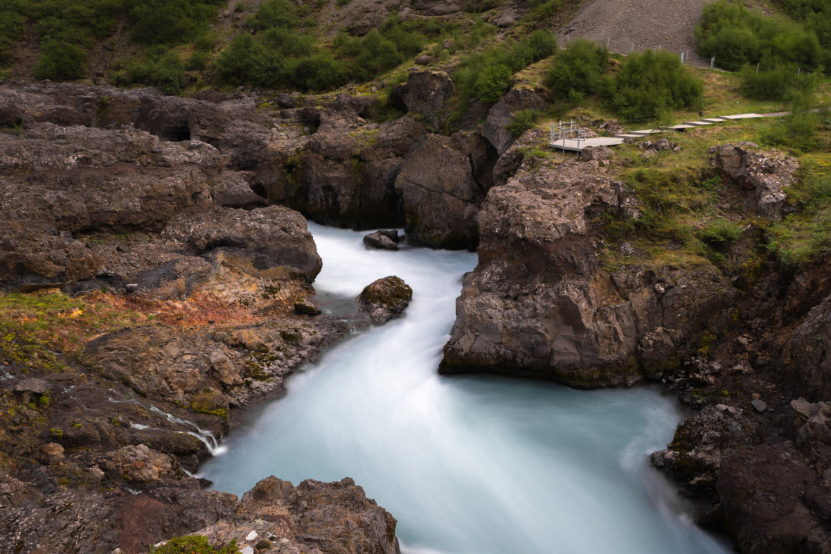 Barnafoss waterfall is located close to Hraunfossar waterfall