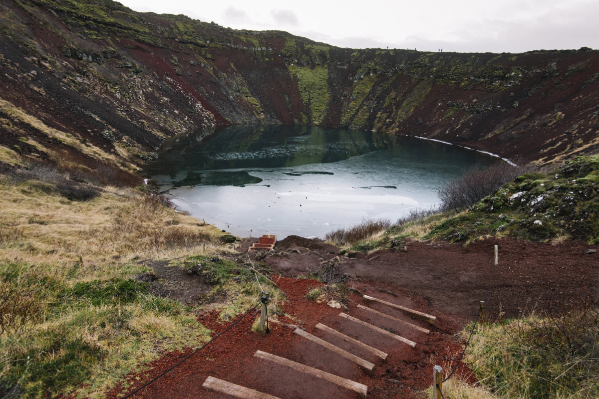 It is possible to hike down to the crater lake