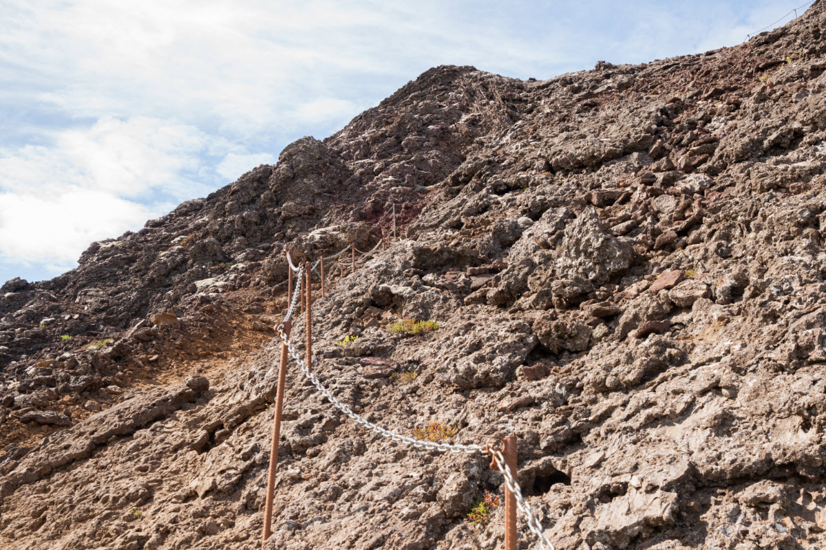 It is possible to hike up Eldborg crater