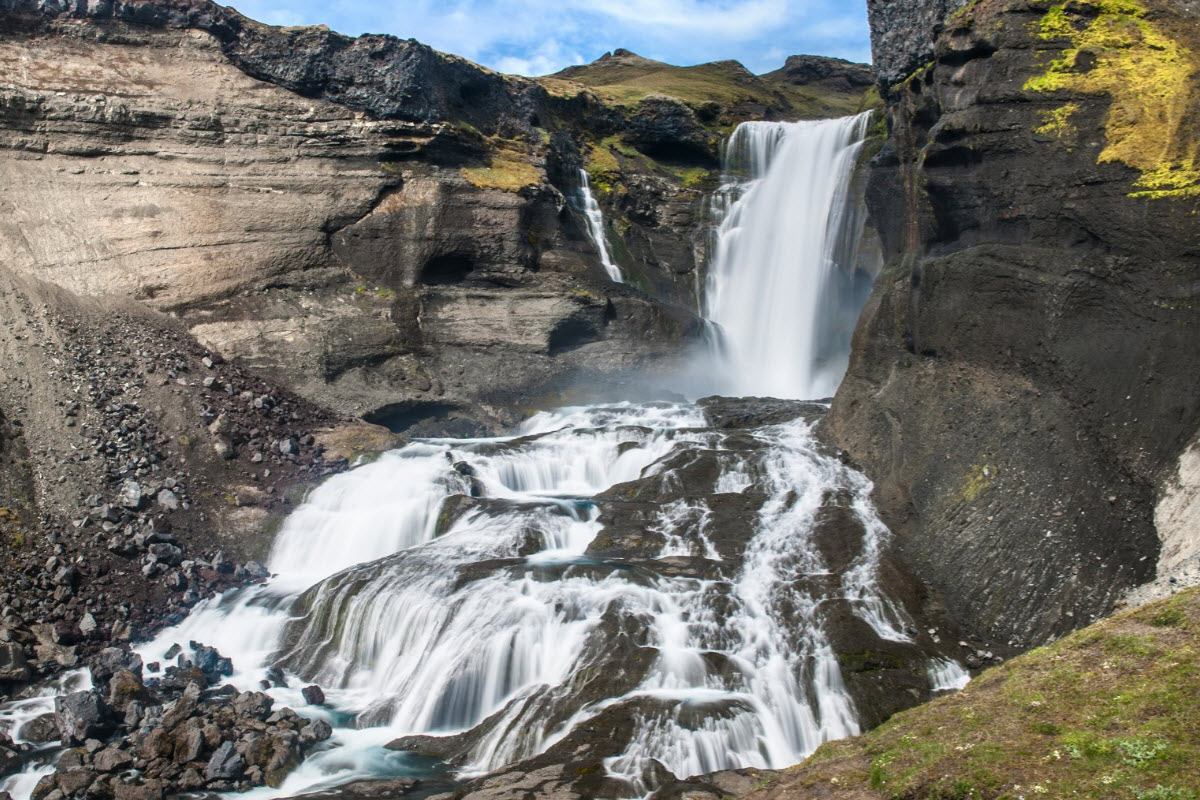 Ofærufoss is a beautiful waterfall and can be found near Eldgja canyon
