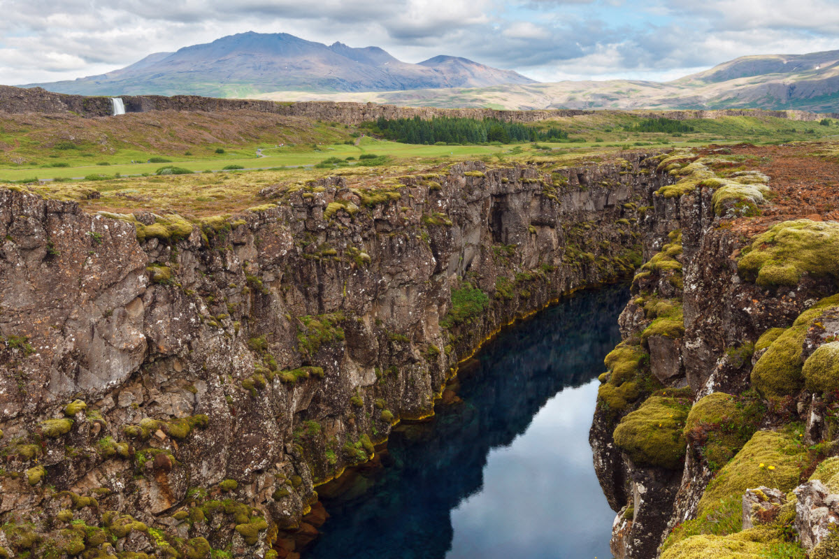 At Thingvallir National Park it is possible to see where the Eurasian and North American tectonic plates meet