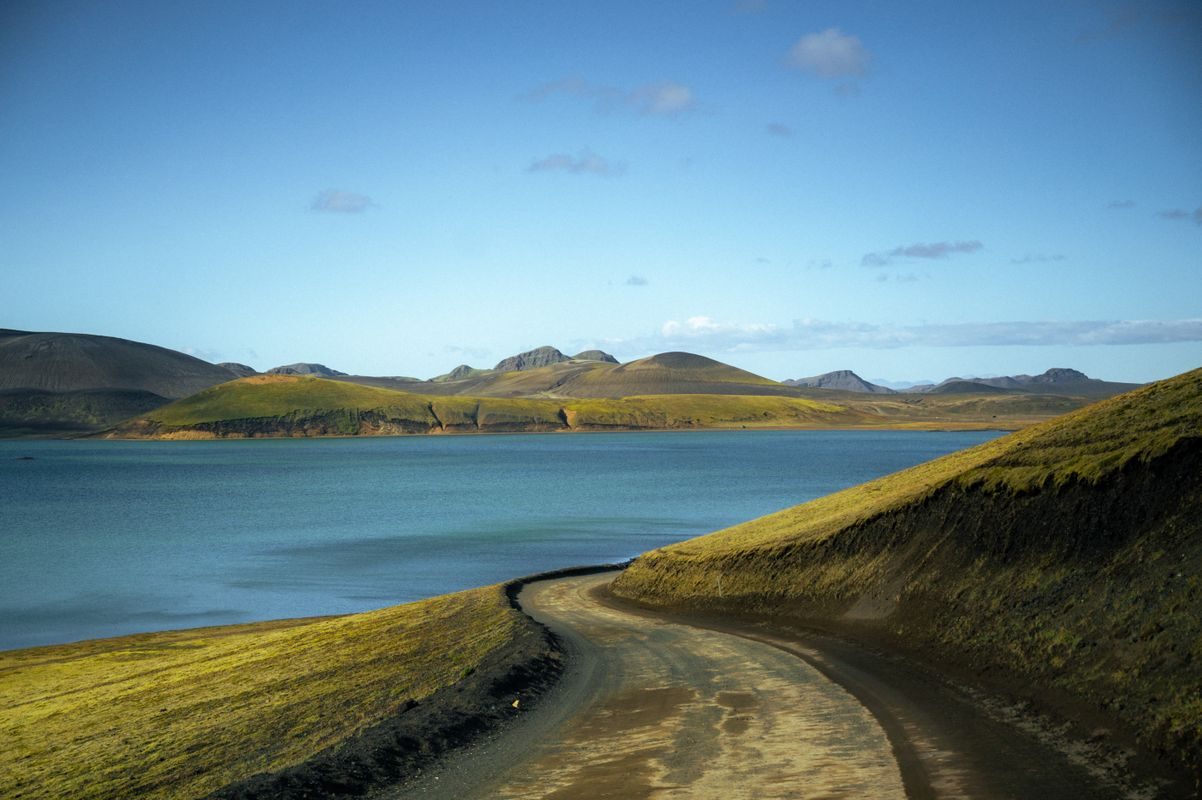 Private 4x4 crossing a shallow highland river in Iceland