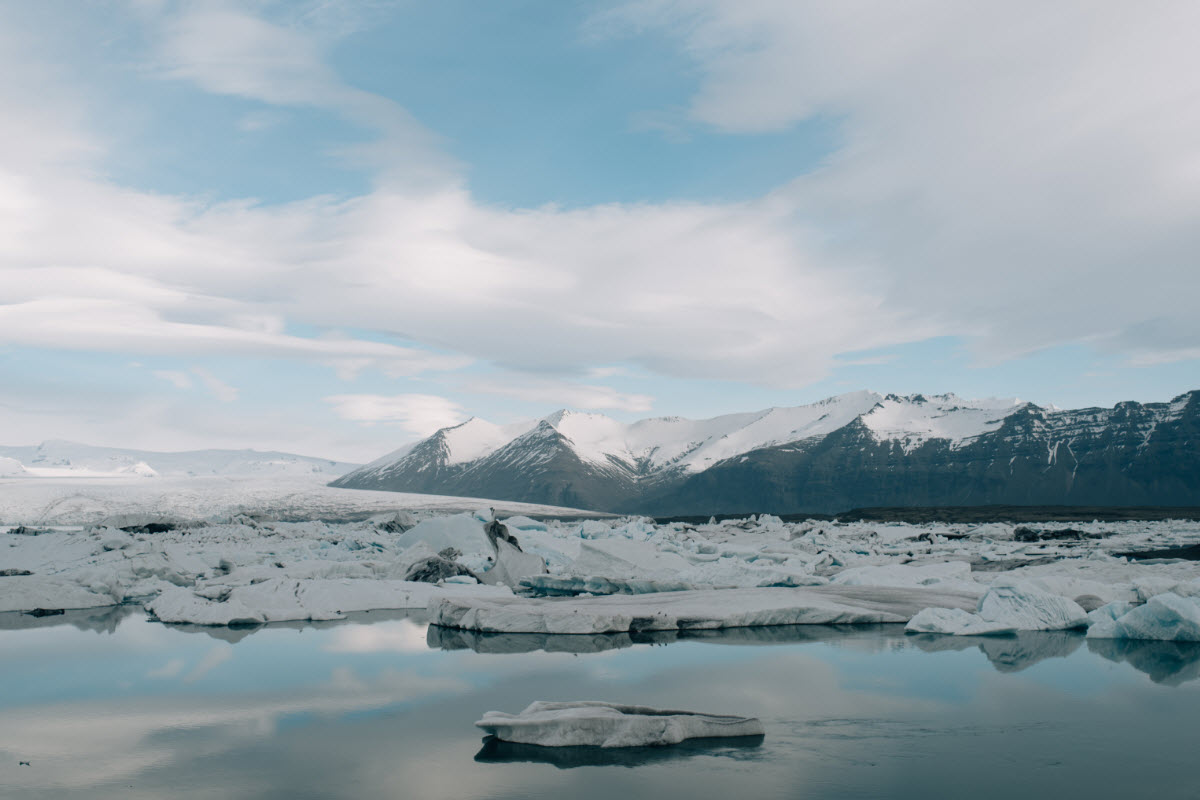 Fjallsarlon glacier lagoon is located in the south part of Vatnajokull