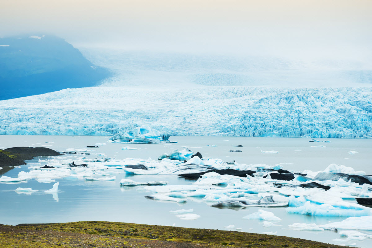 Fjallsarlon glacier lagoon is located in the south part of Vatnajokull