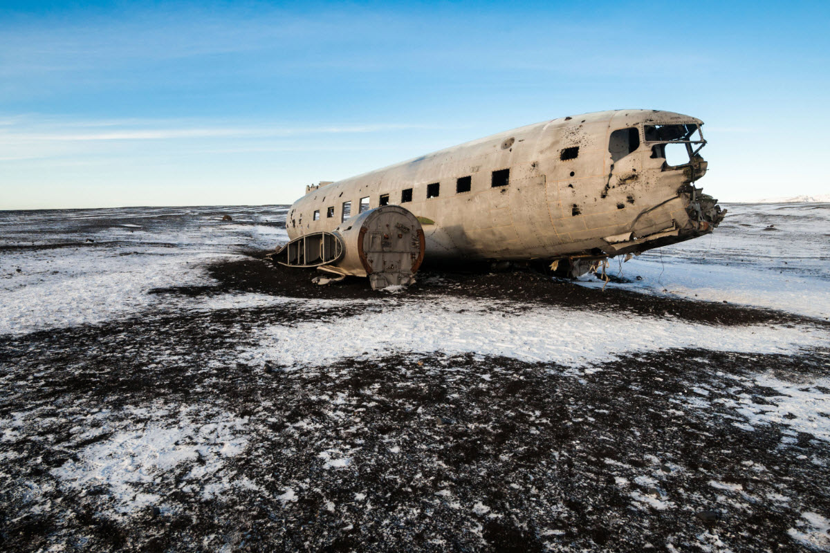 <span>DC-3 Plain Wreck at Solheimasandur Black Sand beach in South Iceland</span>