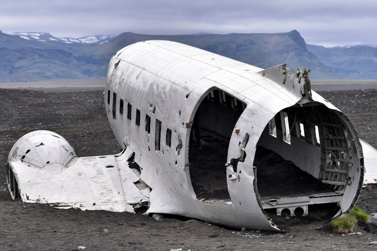 DC-3 Plain Wreck at Solheimasandur Black Sand beach in South Iceland