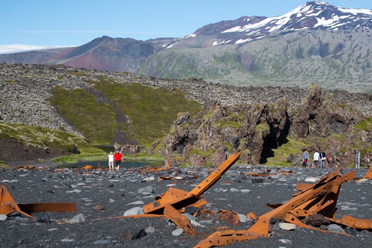 Remains of the boat wreck at Djupalonssandur in Snæfellsnes Iceland