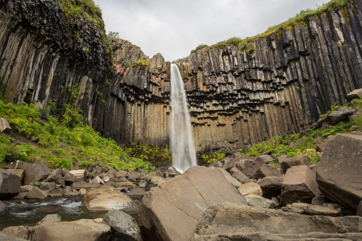 Svartifoss Waterfall in Vatnajokull National Park Iceland