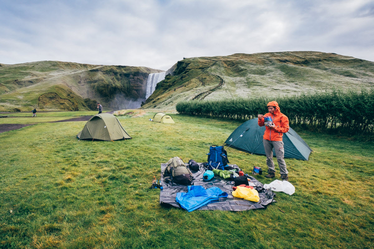 Camping at Skogar the beginning of Fimmvorduhals trek