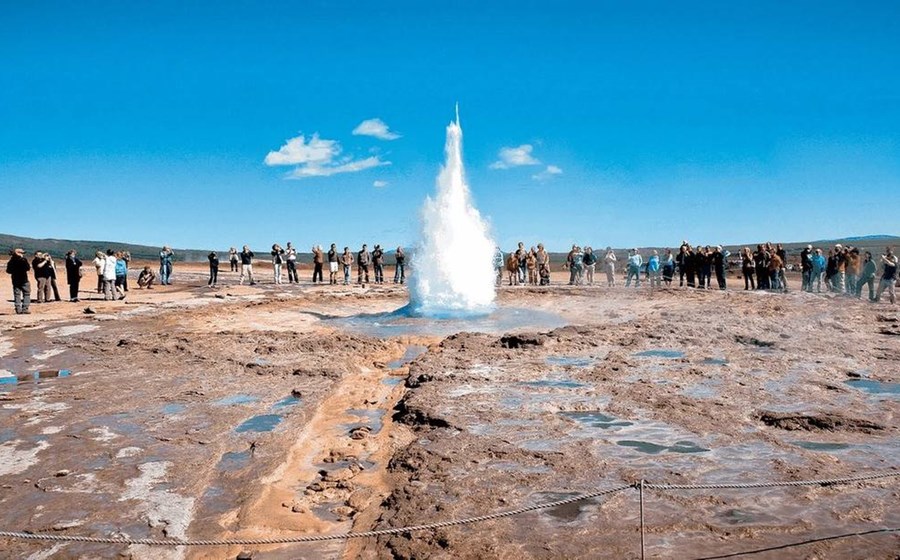 Geysir geothermal area on a Golden Circle and Sky Lagoon tour
