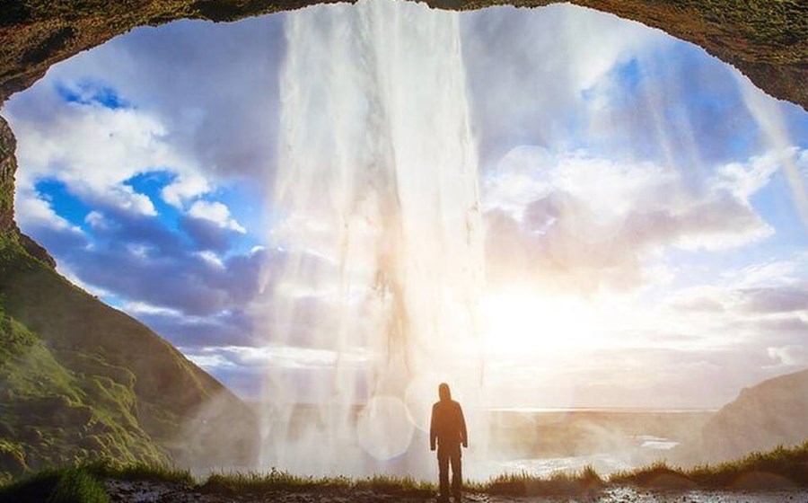 Waterfall stop on a South Coast and Sky Lagoon combination tour