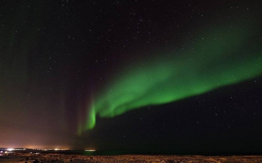 Northern Lights over Iceland on a Sky Lagoon and aurora tour