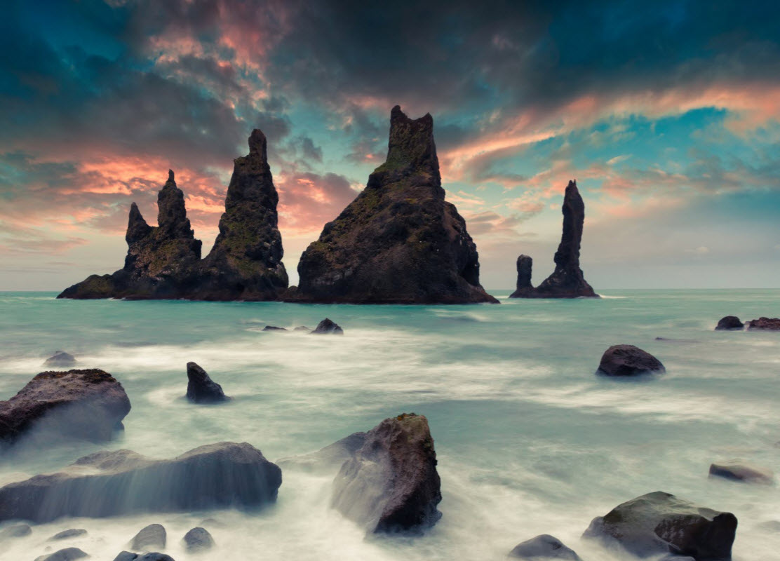 Reynisdrangar at Reynisfjara in South Iceland