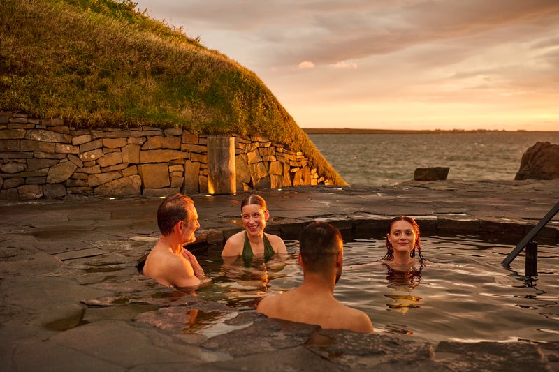 Cold plunge at Sky Lagoon as part of the Skjól Ritual