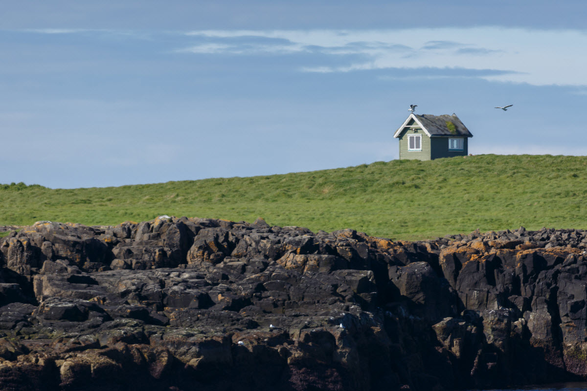 Old house in Flatey island in Iceland