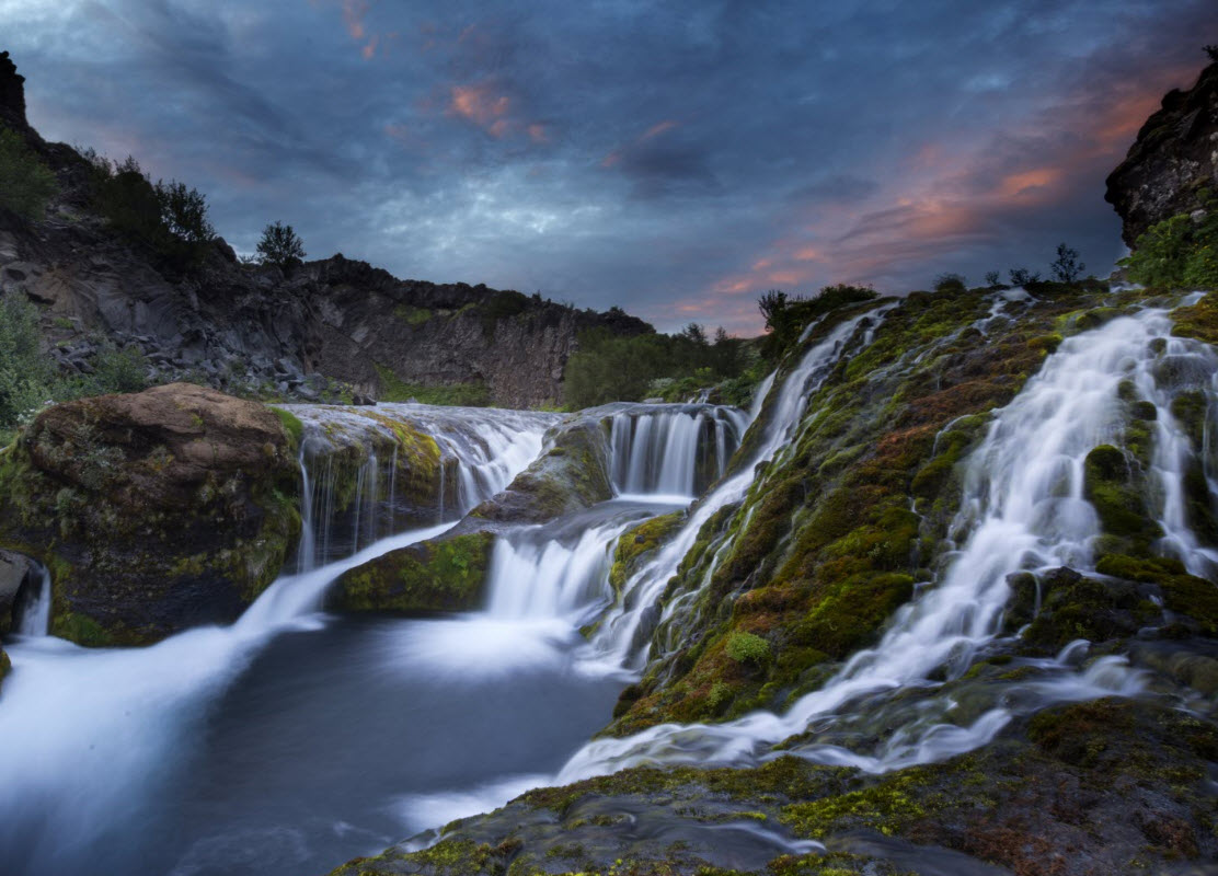 Gjain canyon during sunset in Iceland