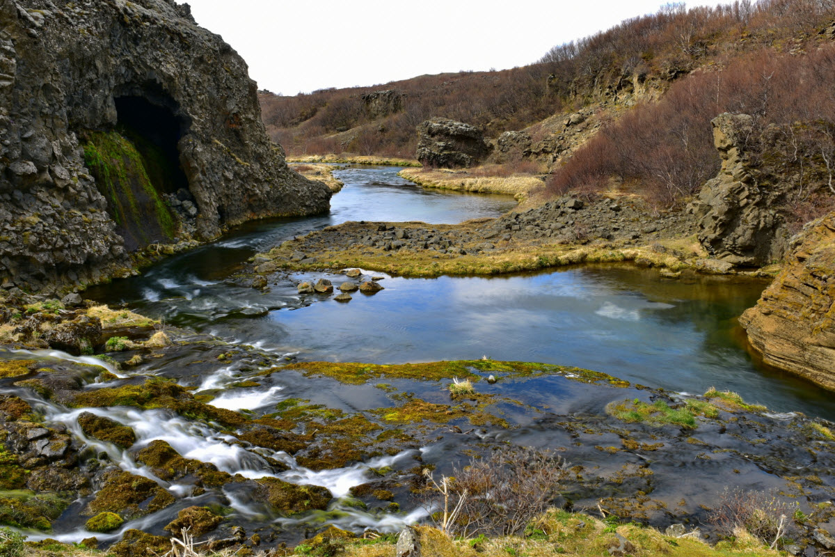 Beautiful landscape at Gjain in South Iceland