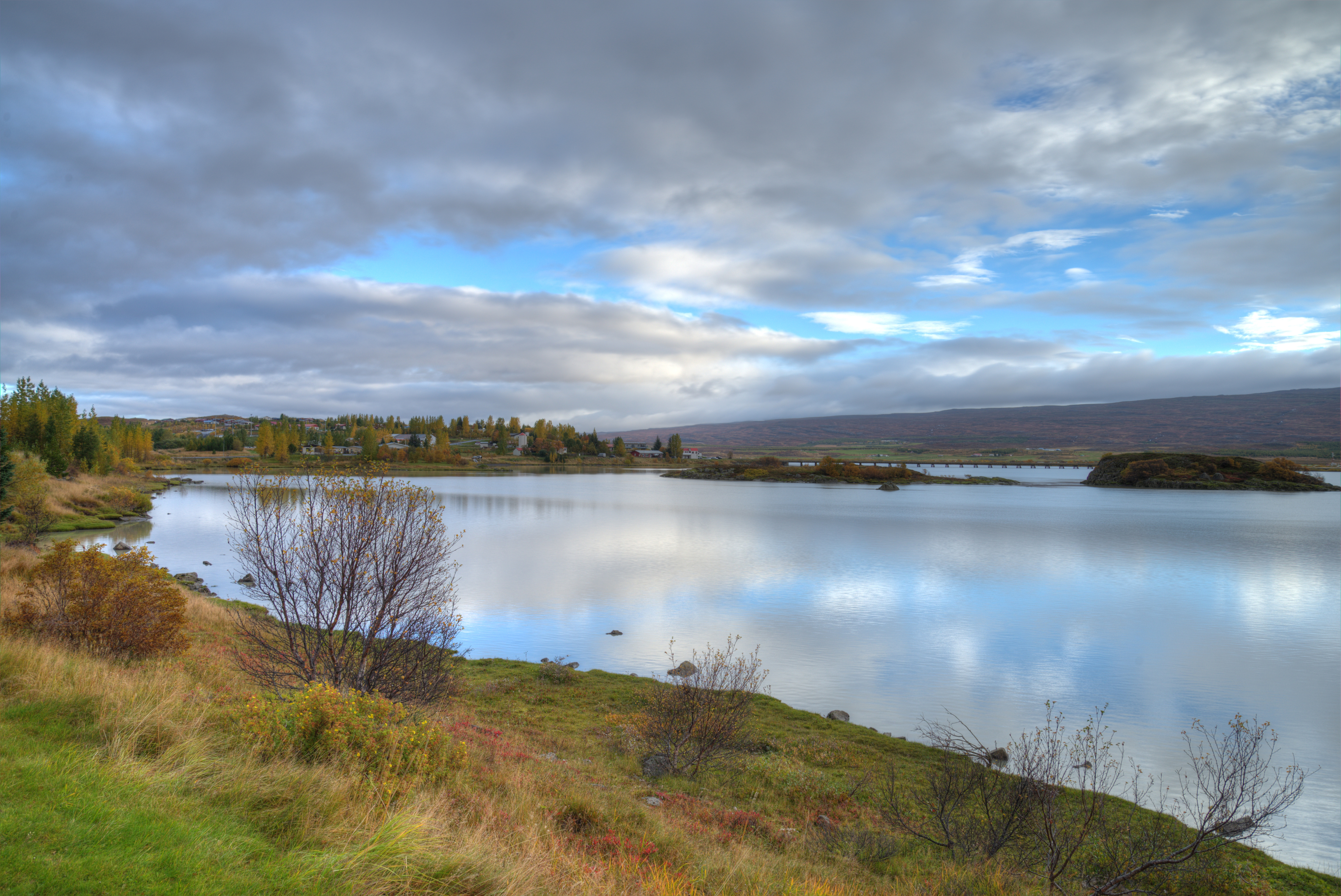 Lagarfljót lake and Egilsstadir town