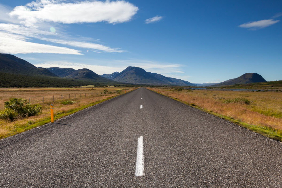 Road to Egilsstadir with beautiful scenery on the way