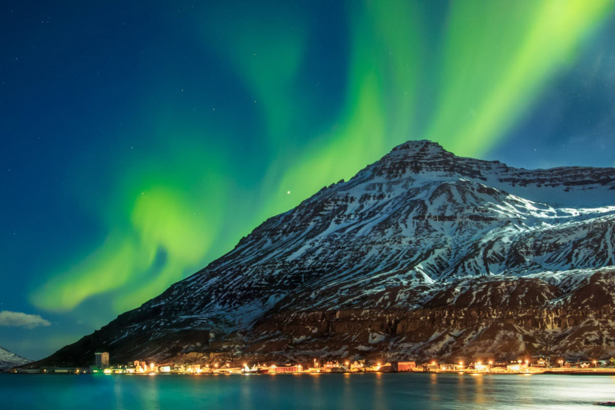 Winter and Northern Lights in Seydisfjordur
