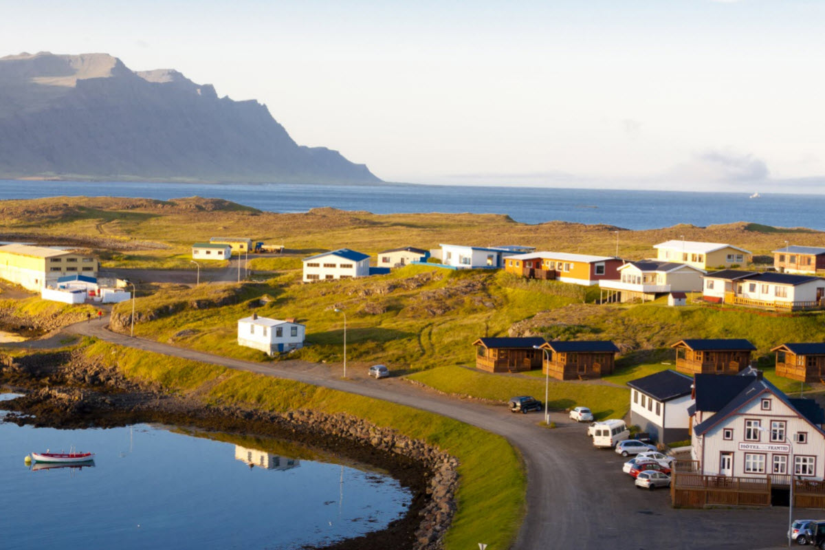 View over the town Djupivogur in East Iceland