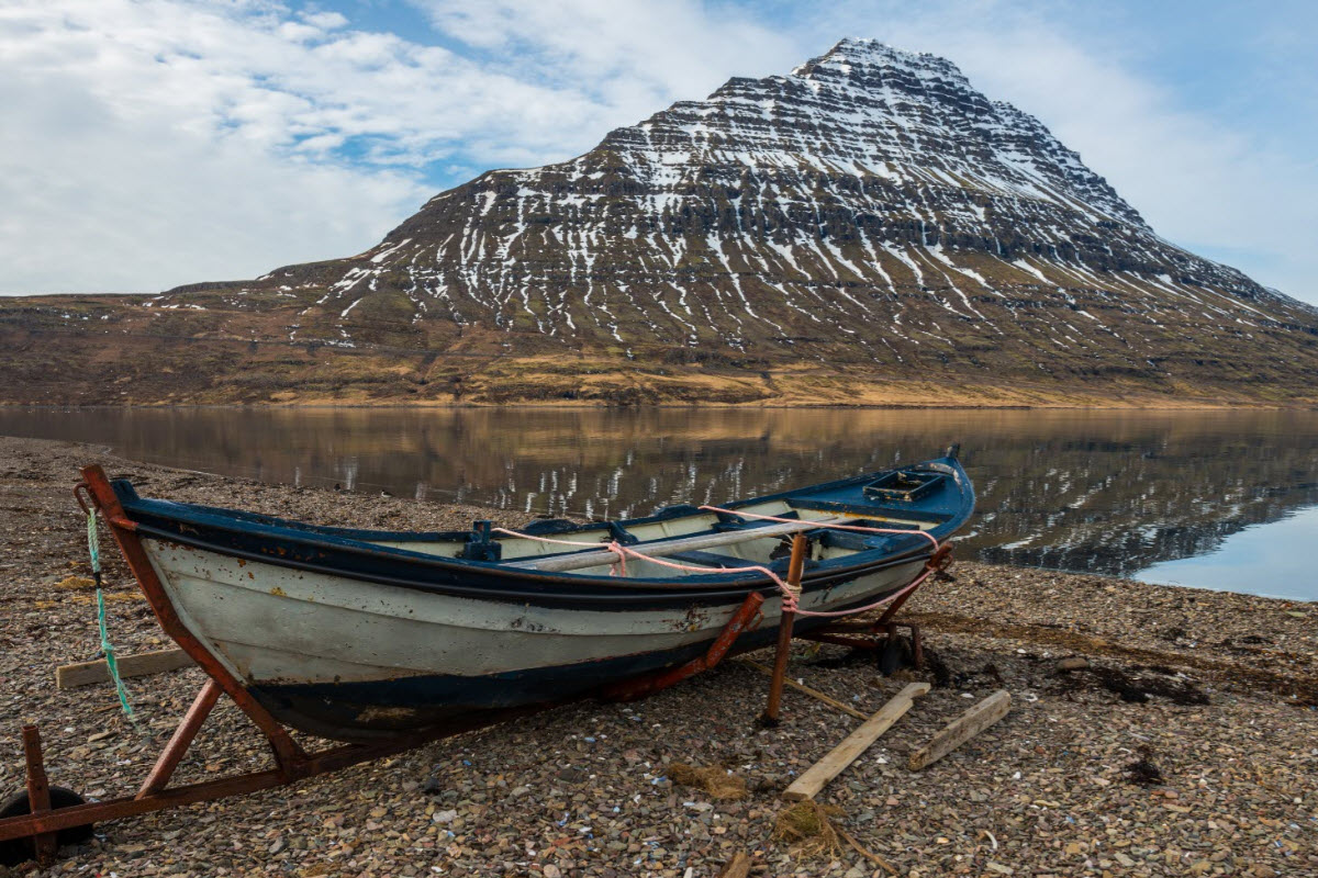 Beautiful steep mountain close to Eskifjörður town