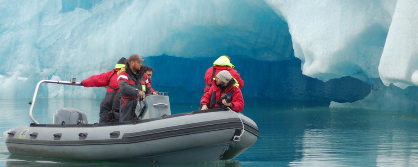 Zodiac boat tour at Jokulsarlon Glacier Lagoon