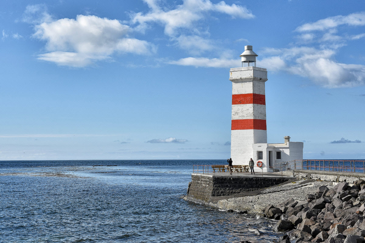 The view over the ocean is amazing from the lighthouse in Gardur, Iceland