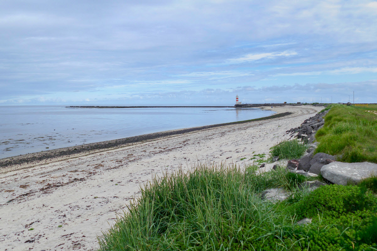 The beach in the small village Gardur on the Reykjanes peninsula in Iceland