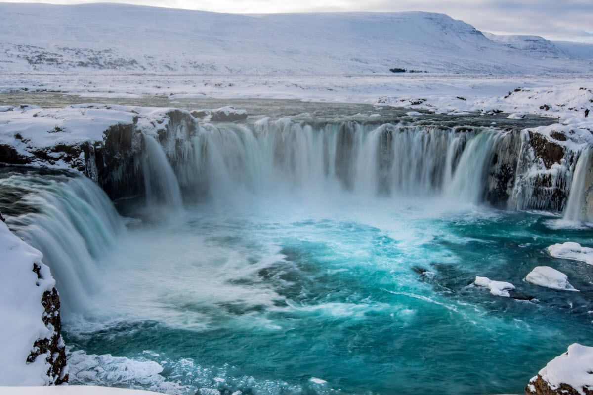 Godafoss during winter in Iceland