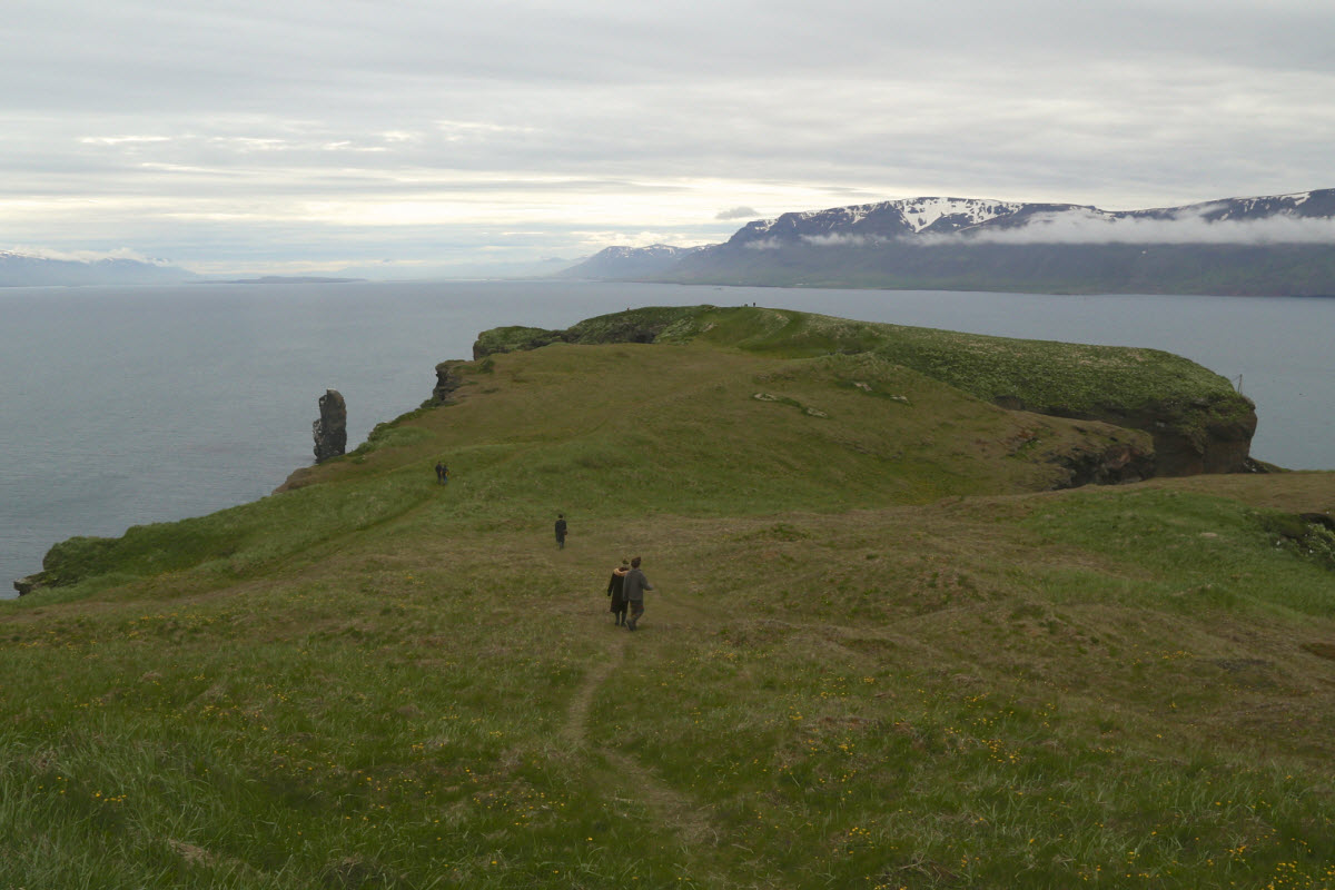 The view from Drangey island over Skagadjordur in north Iceland