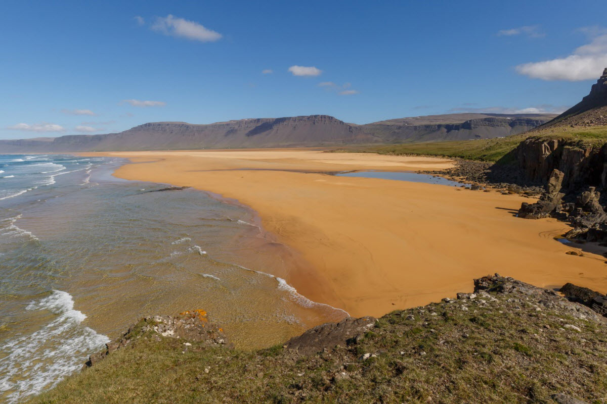 Raudisandur beach in the Westfords of Iceland