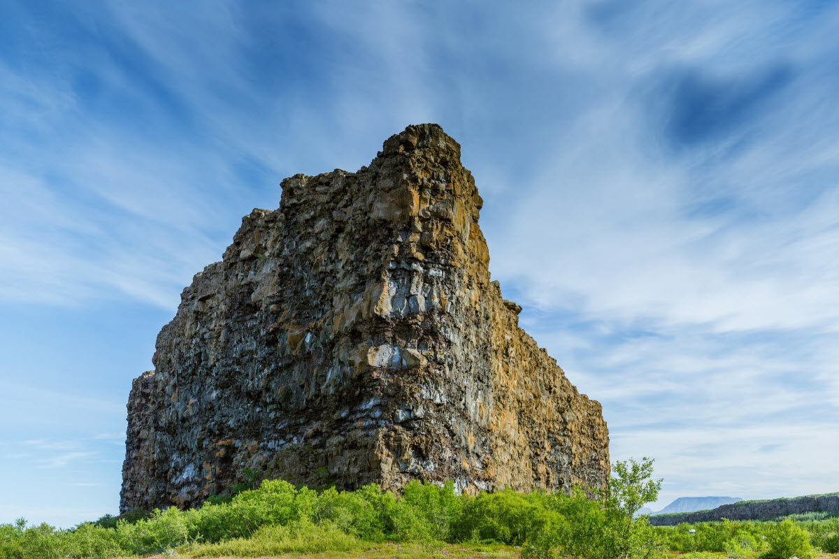 Many beautiful rock formation in Ásbyrgi